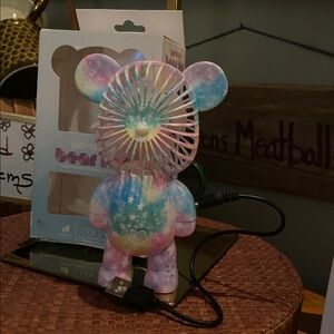 Trend Tech Bear Fan - Portable, handheld, USB rechargeable battery - Tie Dye